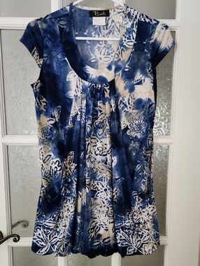 2 for 25$***Bali Blue and White Floral Beach Mini Cover-up Dress/ Made In Canada